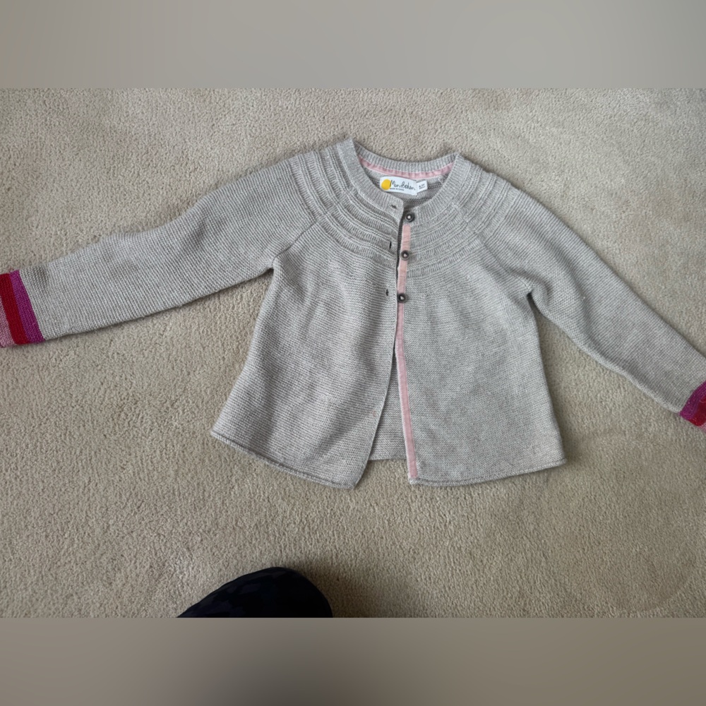 Mini Boden Gray and Pink Cardigan